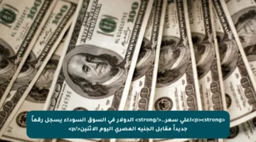 <p><strong>أعلى سعر..</strong> الدولار في السوق السوداء يسجل رقماً جديداً مقابل الجنيه المصري اليوم الاثنين</p>